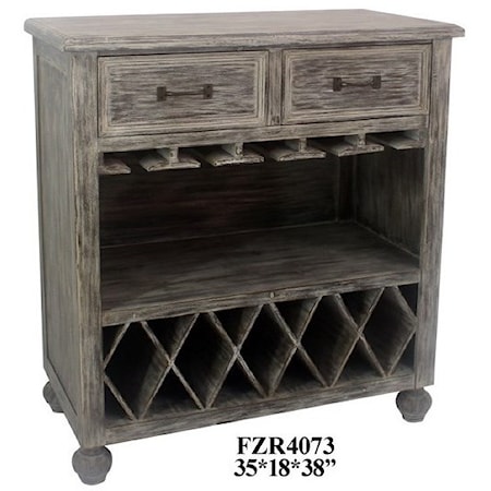 Chestnut Wash 2 Drawer Wine Cabinet